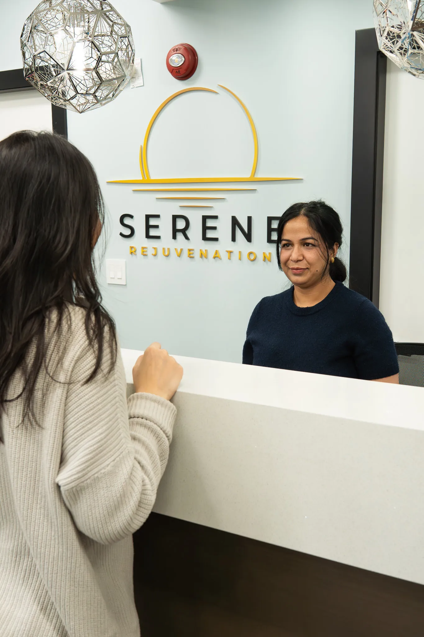 The reception desk at Serene Rejuvenation, inside the CityMed Medical Centre in Surrey, BC.