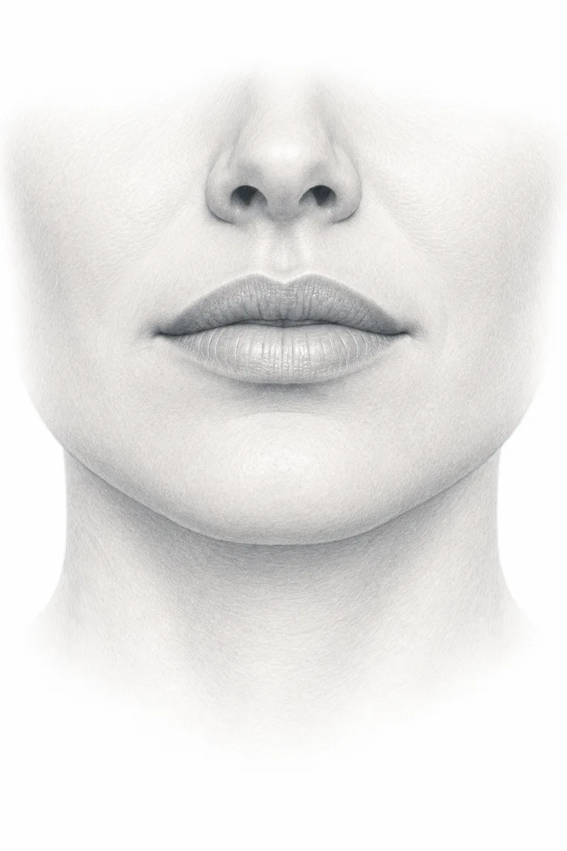 Anatomical illustration showing the location of lip border